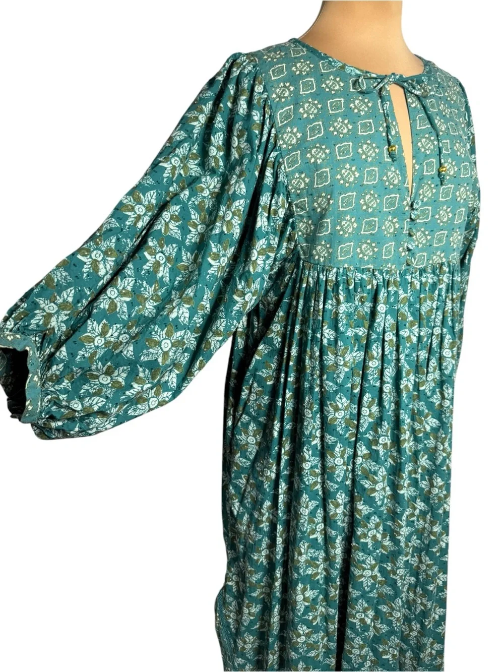 Free People Hazy Maisy Floral Maxi Dress Forest Combo Small Boho Prairie Cottage